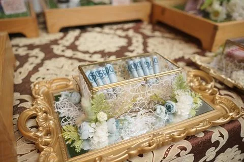 Wedding Gift in Clear Box Stock Photos