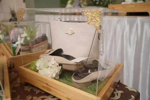 Wedding Gift in Clear Box Stock Photos