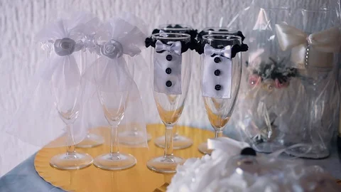 Wedding glasses for Champagne Video stock 126733118