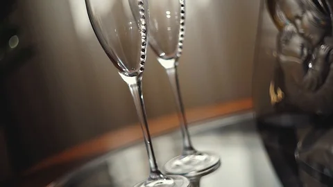 Wedding glasses made of crystal Stock Footage