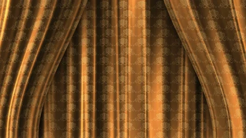 Wedding gold opening curtains. The pattern is hearts. Animation in loop seamless Stock Footage 157306201