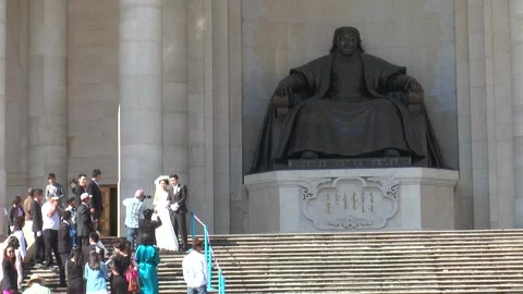 Wedding at the Government Palace, Ulan Bator, Mongolia. Stock Footage 303510153