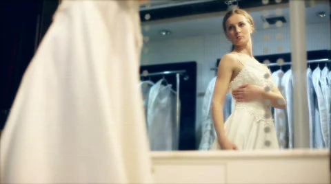 Wedding Gown Fitting Stock Footage 374944