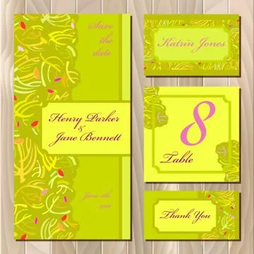 Wedding green card design. Stock Illustration