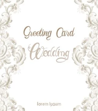 Wedding greeting card with rococo texture pattern Stock Illustration