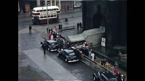 Wedding Guests Arriving at St. Johns Church Edinbugh 1957 -2 Video stock 48234832