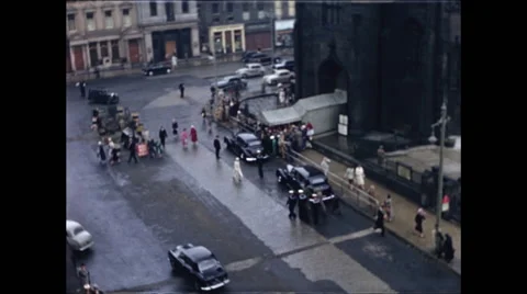 Wedding Guests Arriving at St. Johns Church Edinbugh 1957 Stock Footage 48235607