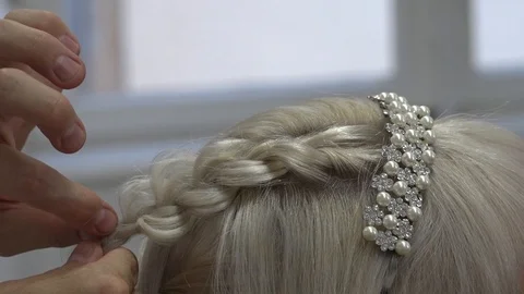 Wedding hairstyle with strass Stock Footage