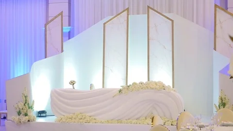 Wedding hall bride table Stock Footage 103854216