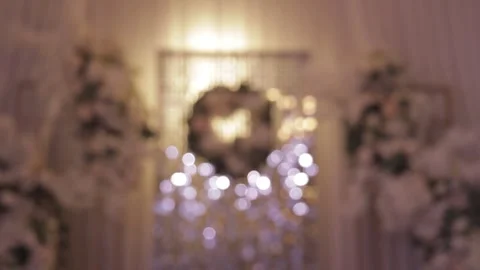 Wedding Hall Decorated with Flowers Stock Footage 300492516