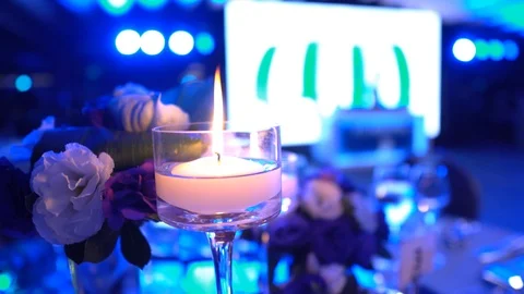 Wedding hall or other function facility set for fine dining Video stock 95071022