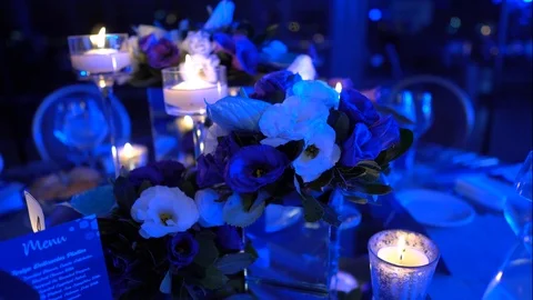 Wedding hall or other function facility set for fine dining Stock-Footage 95071141