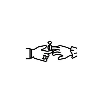 Wedding hand ring vector icon. Hand gesture icon line style イラスト素材