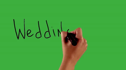 Wedding - Hand writing on green screen Stock Footage 33784287