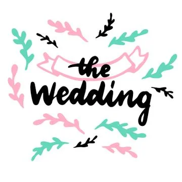 The Wedding Handwritten Postcard Stock Illustration