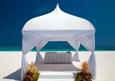 Wedding hut at the beach Stock Photos
