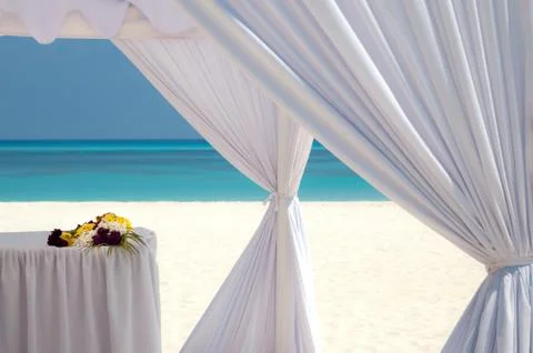 Wedding hut at the beach Stock Photos