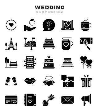 Wedding Icon Bundle 25 Icons for Websites and Apps Stock Illustration
