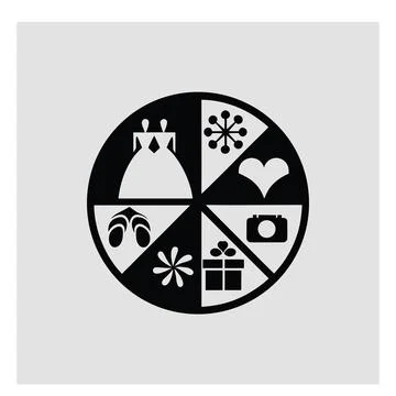 Wedding Icon Circle Vector  Marriage Symbols Silhouette Design Stock Illustration