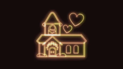 Wedding Icon Neon Seamless Loop with Black Background 4K 動画素材 311433544