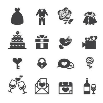 Wedding icon set Stock Illustration