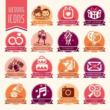 Wedding icon set. Stock Illustration