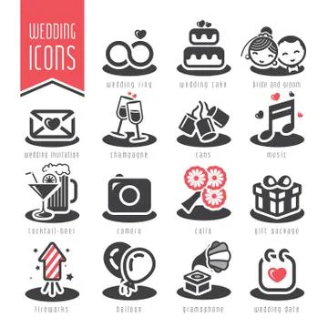 Wedding icon set. Stock Illustration