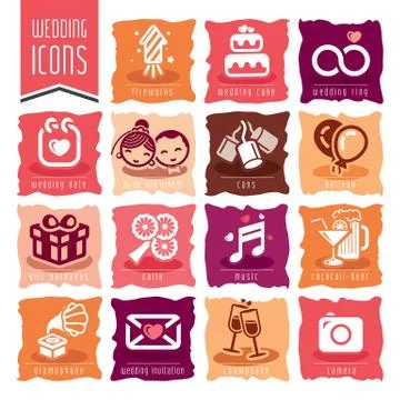 Wedding icon set. Stock Illustration