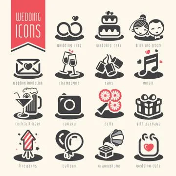 Wedding icon set. Stock Illustration