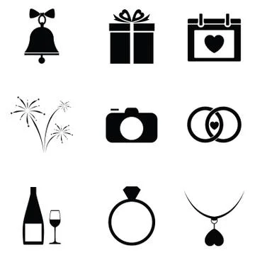 Wedding icon set Illustrazione stock