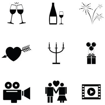 Wedding icon set Illustrazione stock