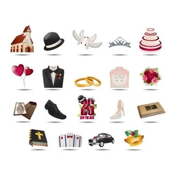 Wedding icon set Ilustração Stock