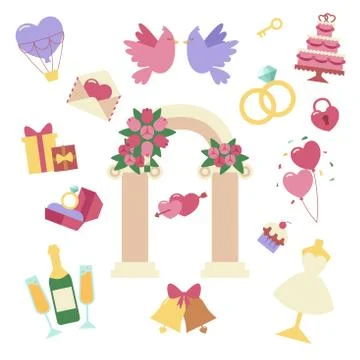 Wedding icon vector set isolated on white background Illustrazione stock