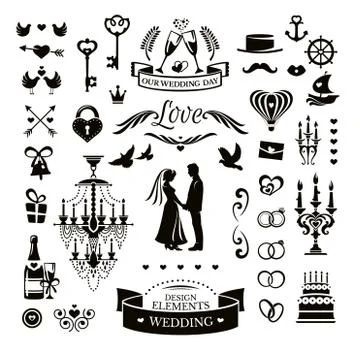 Wedding icons and elements Stockillustratie