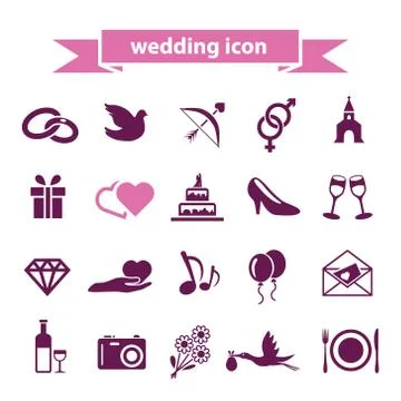 Wedding icons Stock Illustration