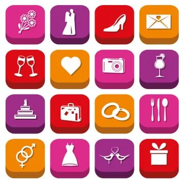Wedding icons Stock Illustration