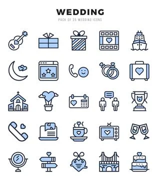 Wedding Icons Pack Two Color Style. Vector illustration. Ilustração Stock