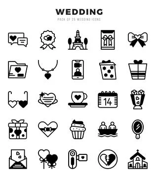 Wedding icons set. Collection of simple Lineal Filled web icons. 스톡 일러스트