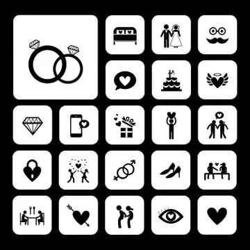 Wedding icons set Stock Illustration