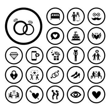 Wedding icons set Stock Illustration