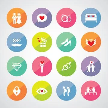 Wedding icons set Stock Illustration