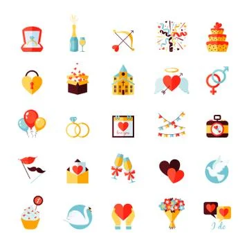 Wedding Icons Set Stock Illustration