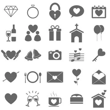 Wedding icons on white background Stock Illustration