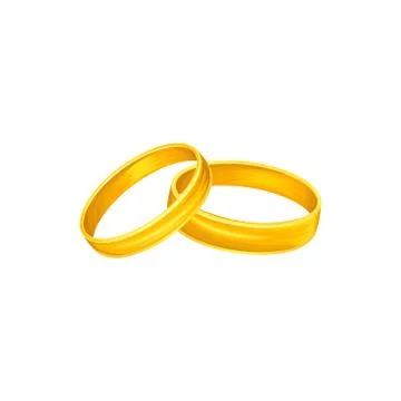 Wedding illustration with classical two golden rings. Save the date. Isolated Ilustração Stock
