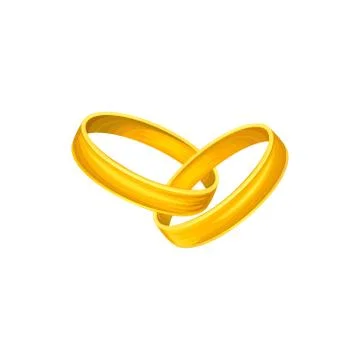Wedding illustration with simple classical two golden rings for wife and husband Stock-Illustration