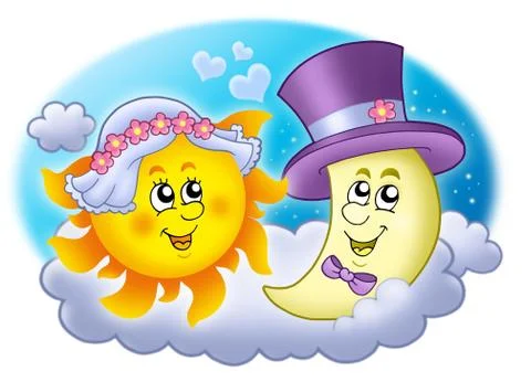 Wedding image with Sun and Moon Stock Illustration