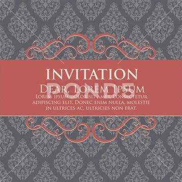 Wedding invitation and announcement card with vintage background artwork. Ele Stock Illustration