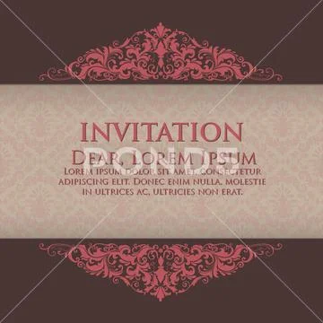 Wedding invitation and announcement card with floral background artwork. Eleg Stock Illustration