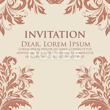 Wedding invitation and announcement card with floral background artwork. Eleg Stock Illustration
