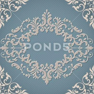 Wedding invitation and announcement card with vintage background artwork. Ele Stock Illustration